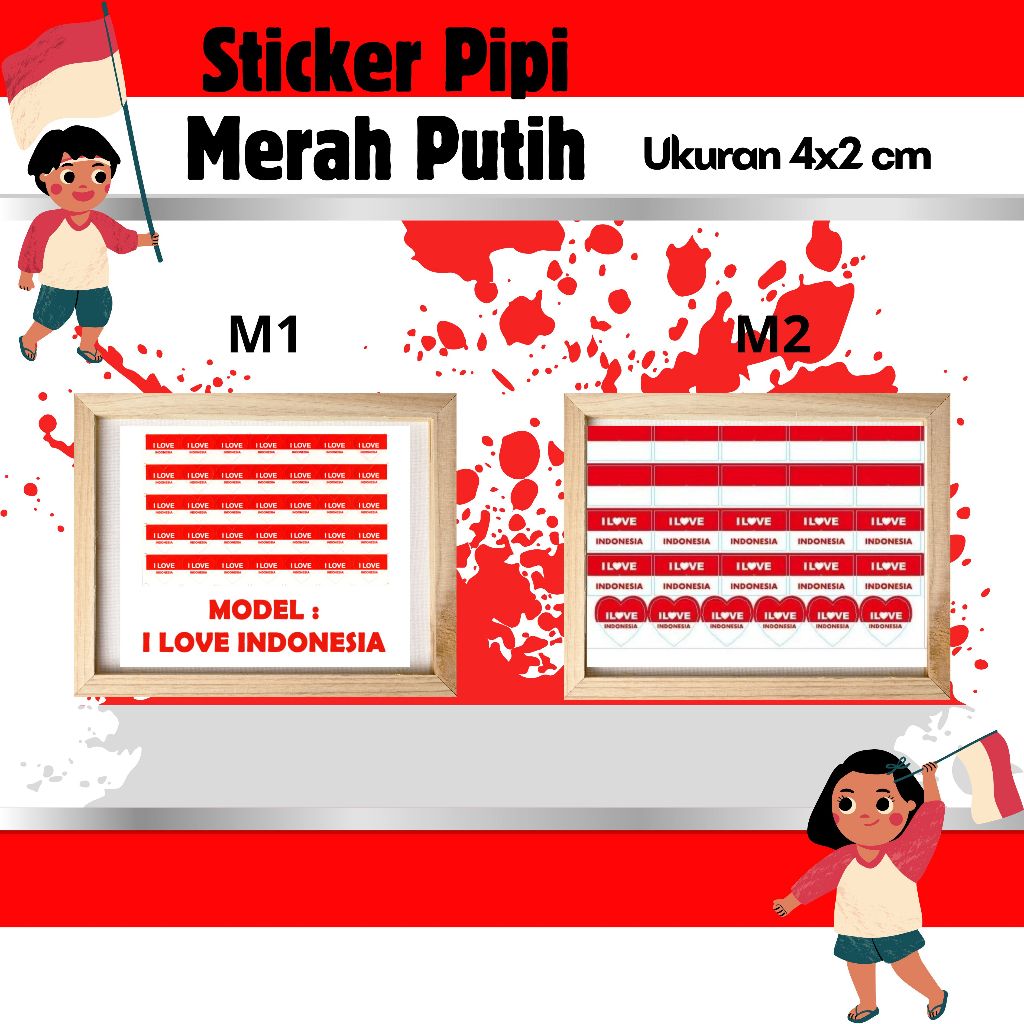 

TERMURAH ISI 24 PCS - STICKER MERAH PUTIH | TEMPELAN PIPI BENDERA HUT RI 17 AGUSTUS MERDEKA