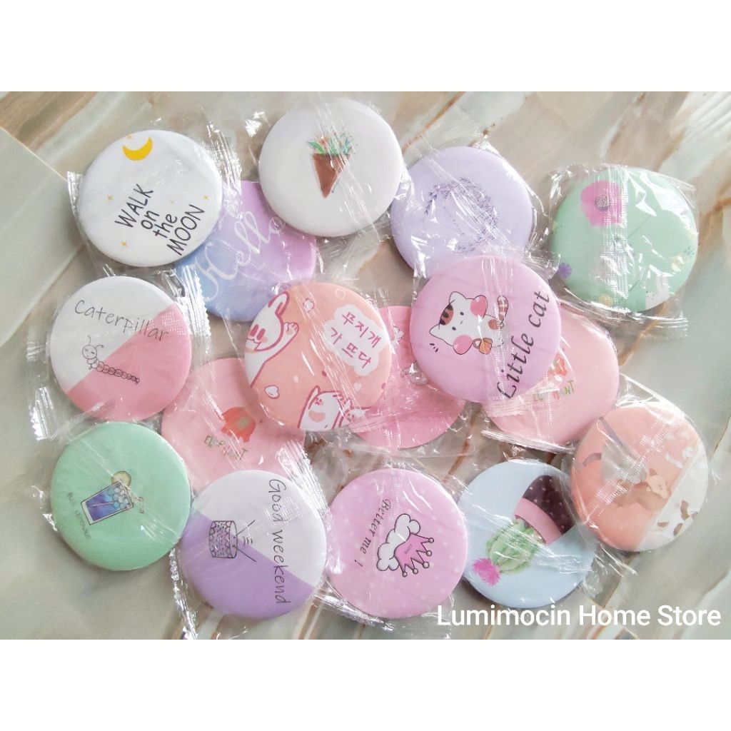 Kaca Cermin Mini Bulat Karakter Kaca Make Up Bulat Travel mini Kaca Mirror Kecil Dompet Tas Souvenir