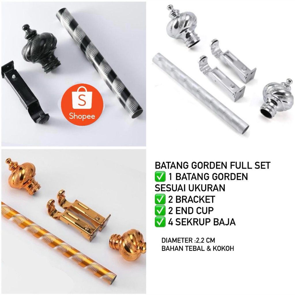 [BISA COD]READY STOCK BATANG GORDEN FULL SET TIANG HORDENG FULL SET LENGKAP TUTUP MAHKOTA