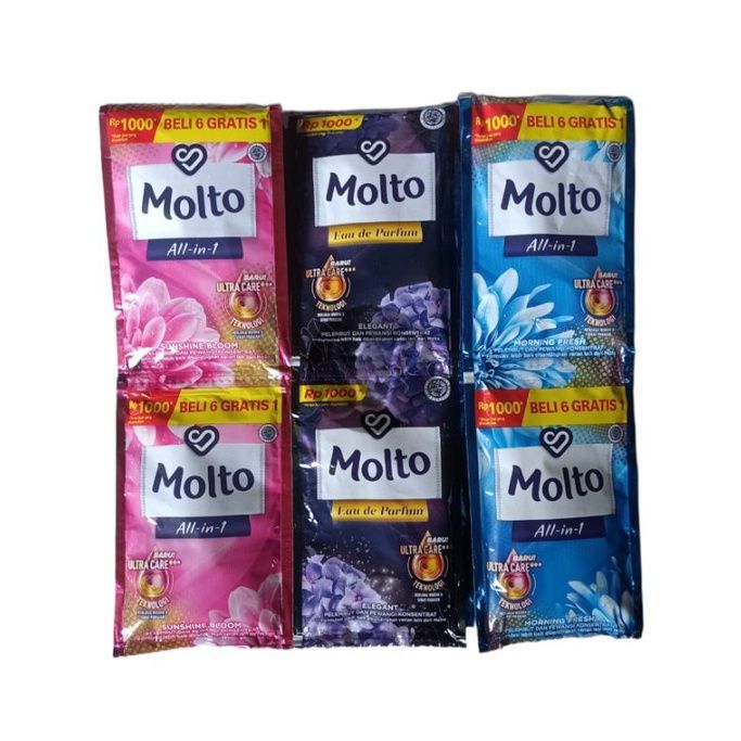 MOLTO PEWANGI PAKAIAN SACHET RENTENG 20ML ISI 6PCS SACHET / MOLTO SACHET 1000an RENCENG MOLTO 1000