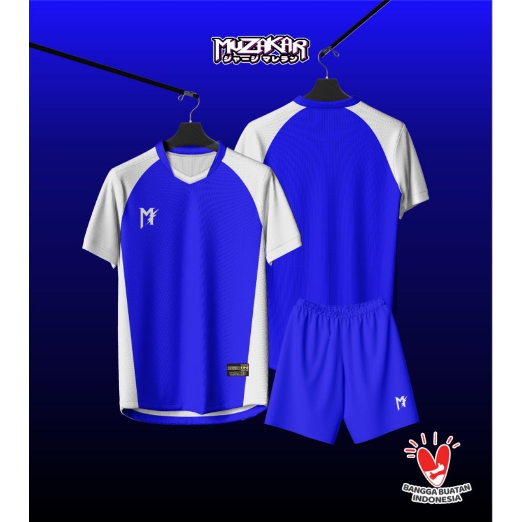 Jersey Muzakar terbaru warna biru list putih