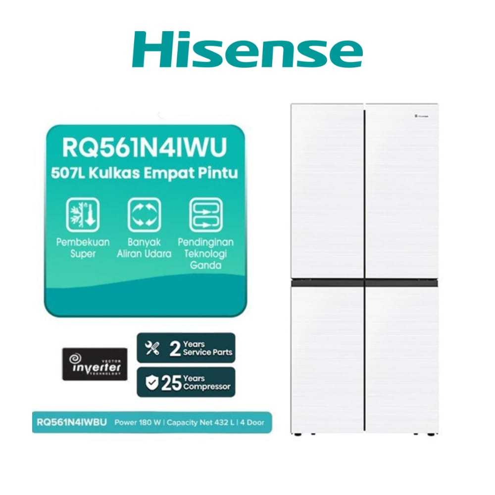 HISENSE KULKAS 4 PINTU 432L RQ56 RQ561N4IWU SERIES