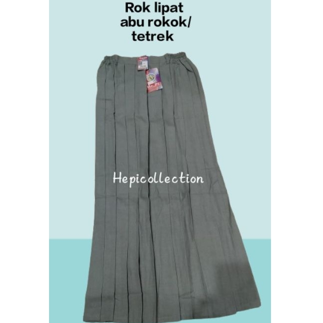 Rok SMA abu rokok/tetrek rempel rok lipat panjang seragam sekolah (HEPI)