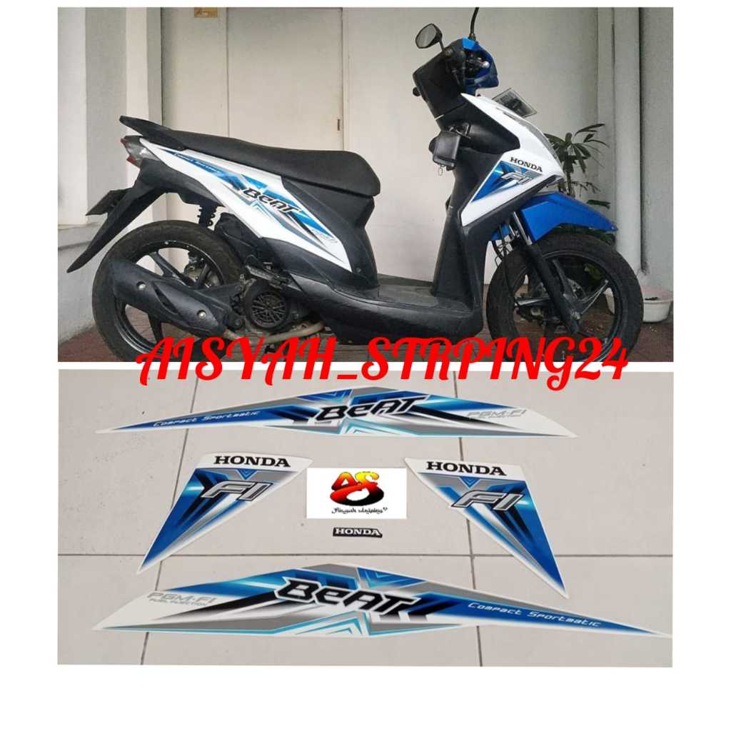 STIKER STICKER STRIPING LIS LES POLET BODY MOTOR HONDA BEAT FI BEAT 2015-2016 PUTIH BIRU