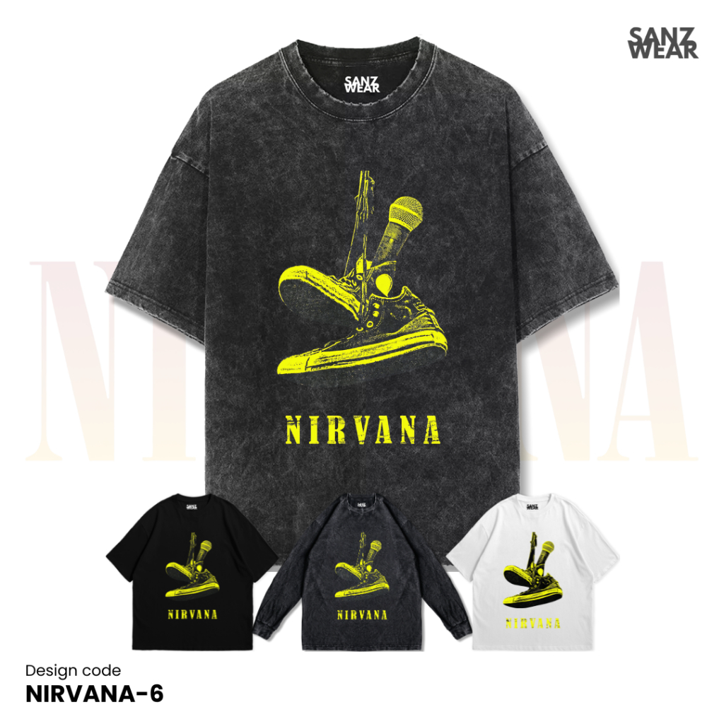 SANZ kaos NIRVANA | stonewashed washed t-shirt | black white longsleeve | NIRVANA-6