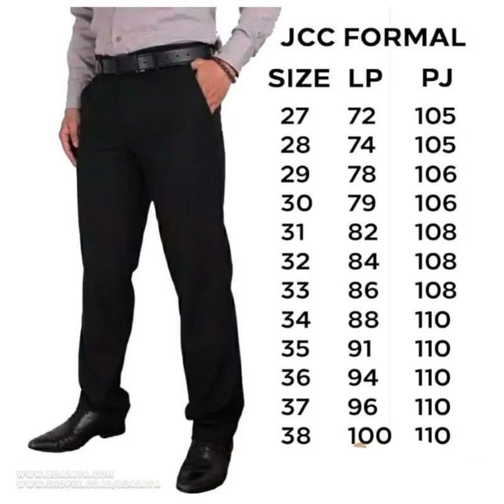 JCC Original - Celana Bahan Pria Formal Dasar Standar 27-38