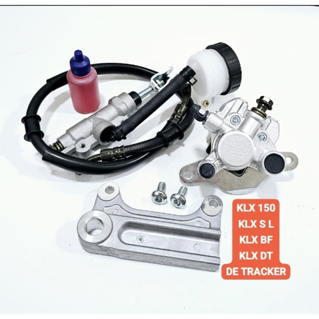 KALIPER BELAKANG KLX 150 KLX S L KLX BF KLX DT DE TRACKER D TREKER KAWASAKI SET BREKET SELANG REM MI