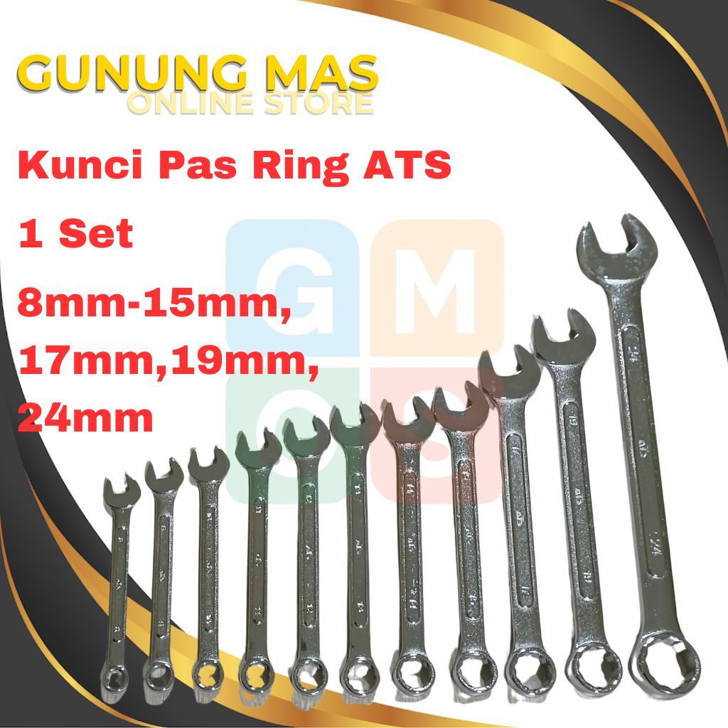 ATS Kunci Ring Pas Set 8-15, 17, 19, 24 // Kunci Pas Ring 1 Set