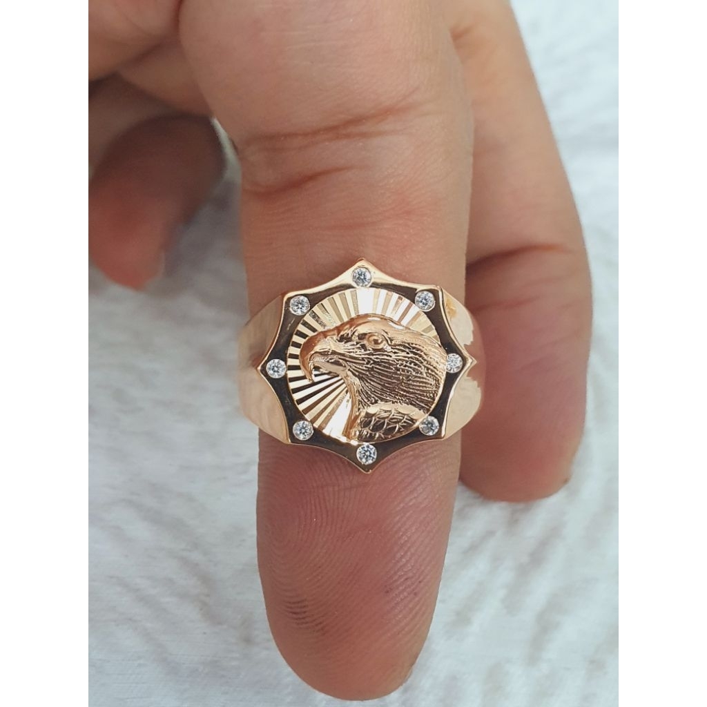 cincin stampel cowok pria eagle ad variasi emas 70% 700 70 %