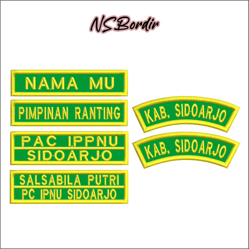 Nama dada IPNU/IPPNU kuning hijau-bordir nama dada hijau kuning