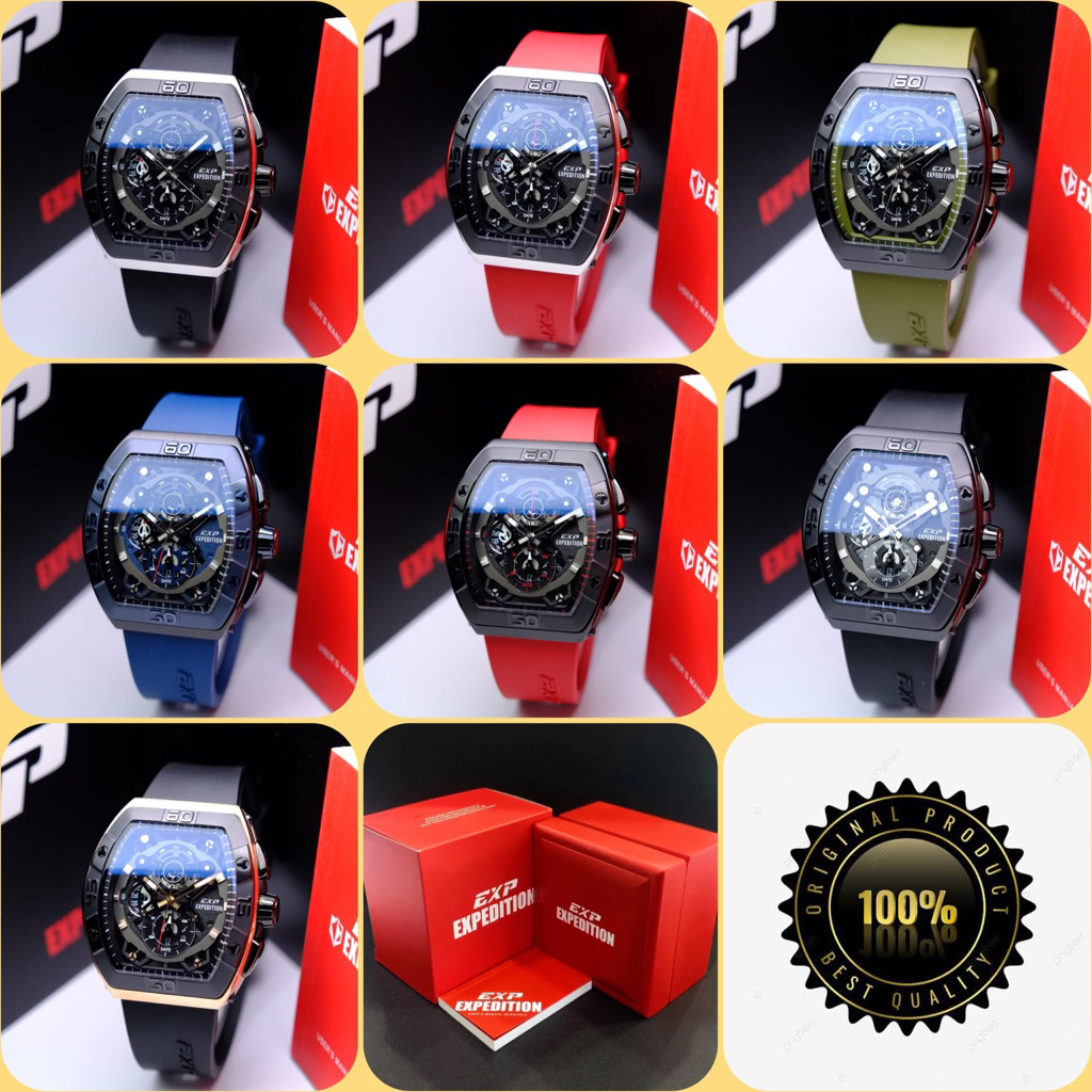 JAM TANGAN PRIA EXPEDITION E 6800 M / E 6800 / 6800 ORIGINAL CHRONOGRAPH RUBBER GARANSI RESMI 1 TAHU