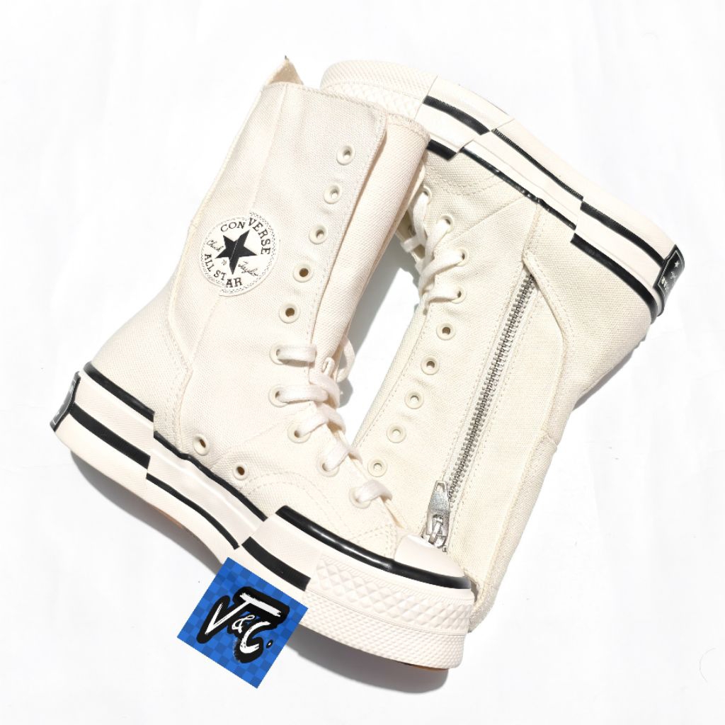 Converse Chuck 70 70s Plus XHI X-Hi Distort Bold Lines Sliced Punk Edge Zip Zipper Egret