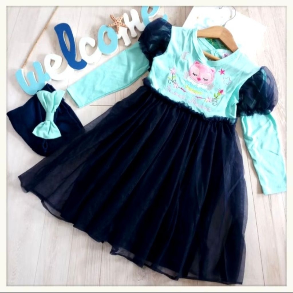 Gamis Anak Burung Hantu Tile Navy