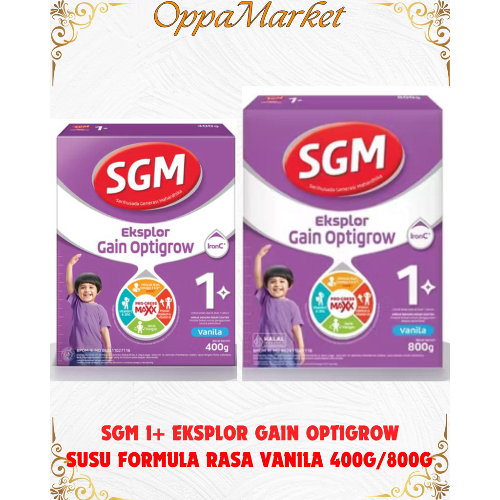 SGM Eksplor Gain OptiGrow 1+ Susu Formula Kalsium Anak Rasa Vanila 400G / 800G