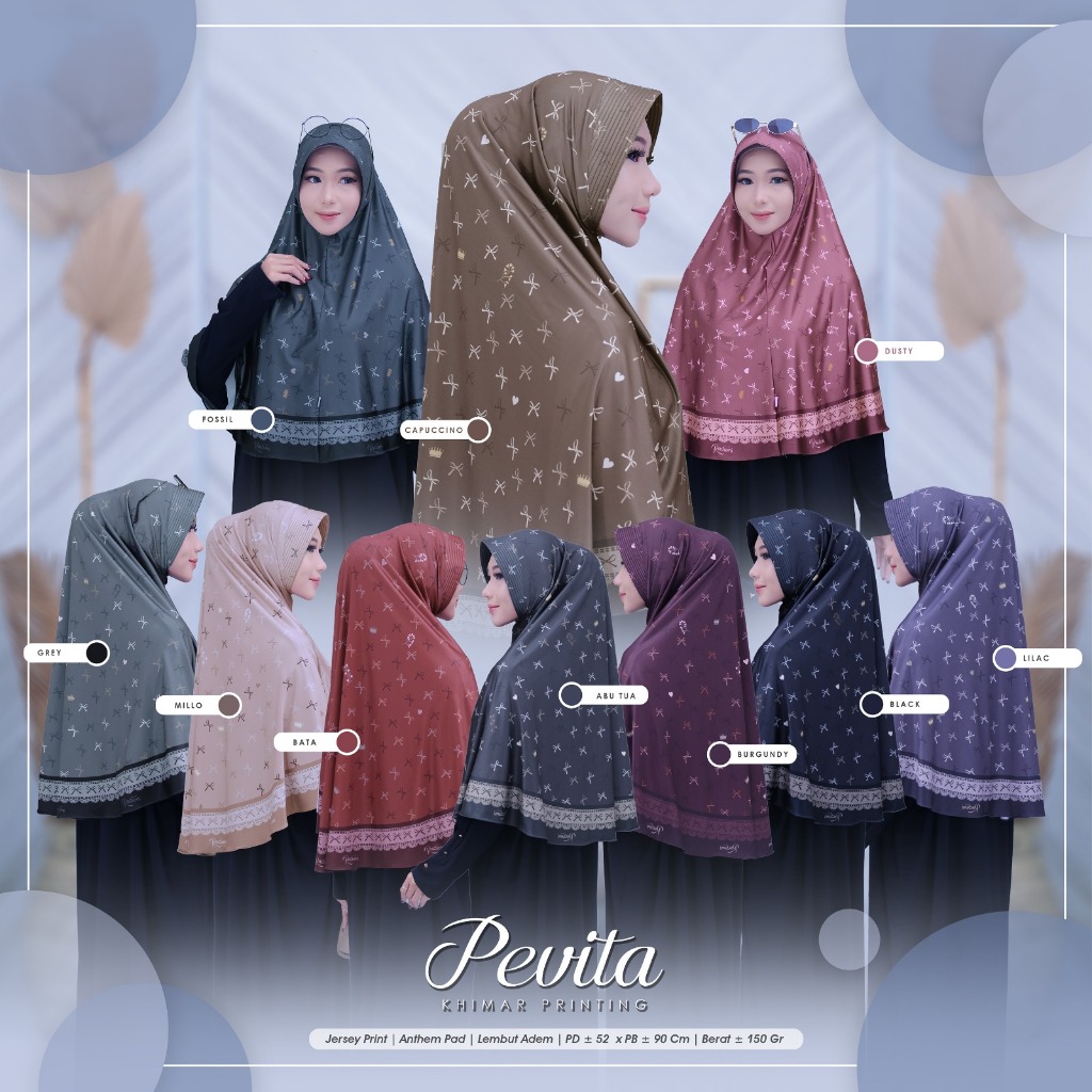 Pevita Khimar Printing Original Raqumi Hijab Jersey Print Pevita Raqumi
