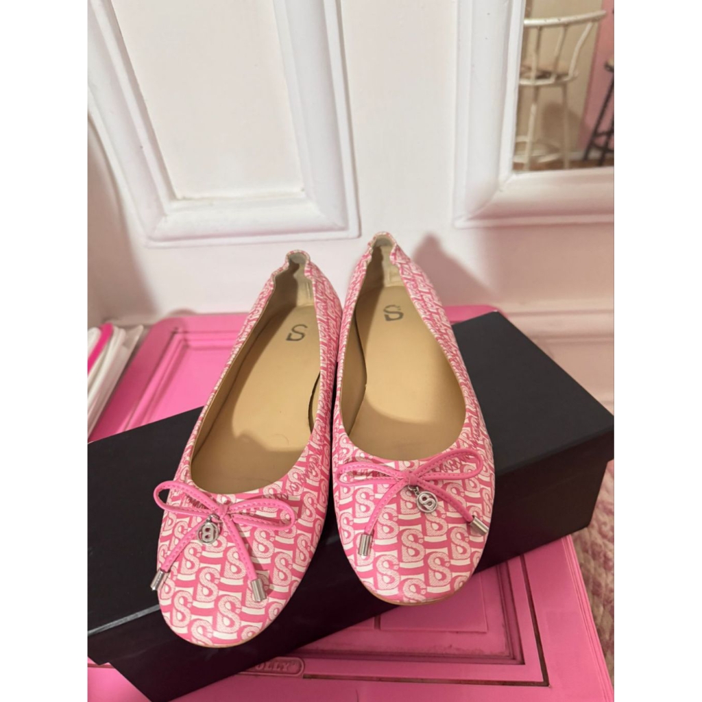 "Sophie" Monogram Flats - Sepatu Balet Flat Pink-preloved buttonscarves
