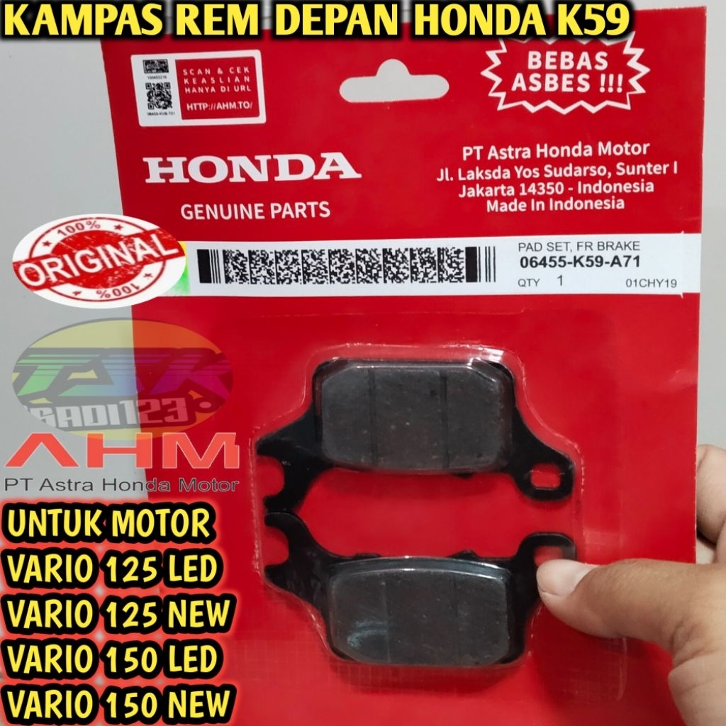 KAMPAS REM DEPAN  KAMPAS REM CAKRAM, DISPAD REM DEPAN ORIGINAL VARIO 125 LED/ESP ,HONDA VARIO 125 NE