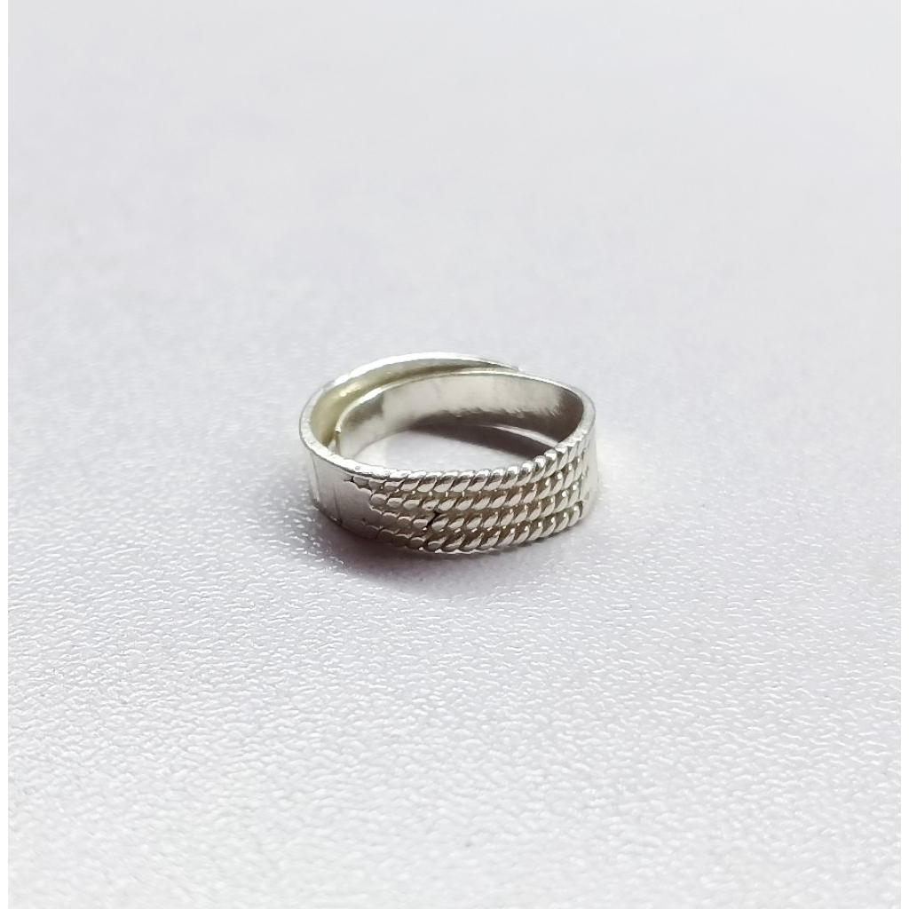 Cincin Bayi Model Rantai Polos Perak Asli Silver 99/925 Lapis Emas Putih/Cincin Perak Bayi