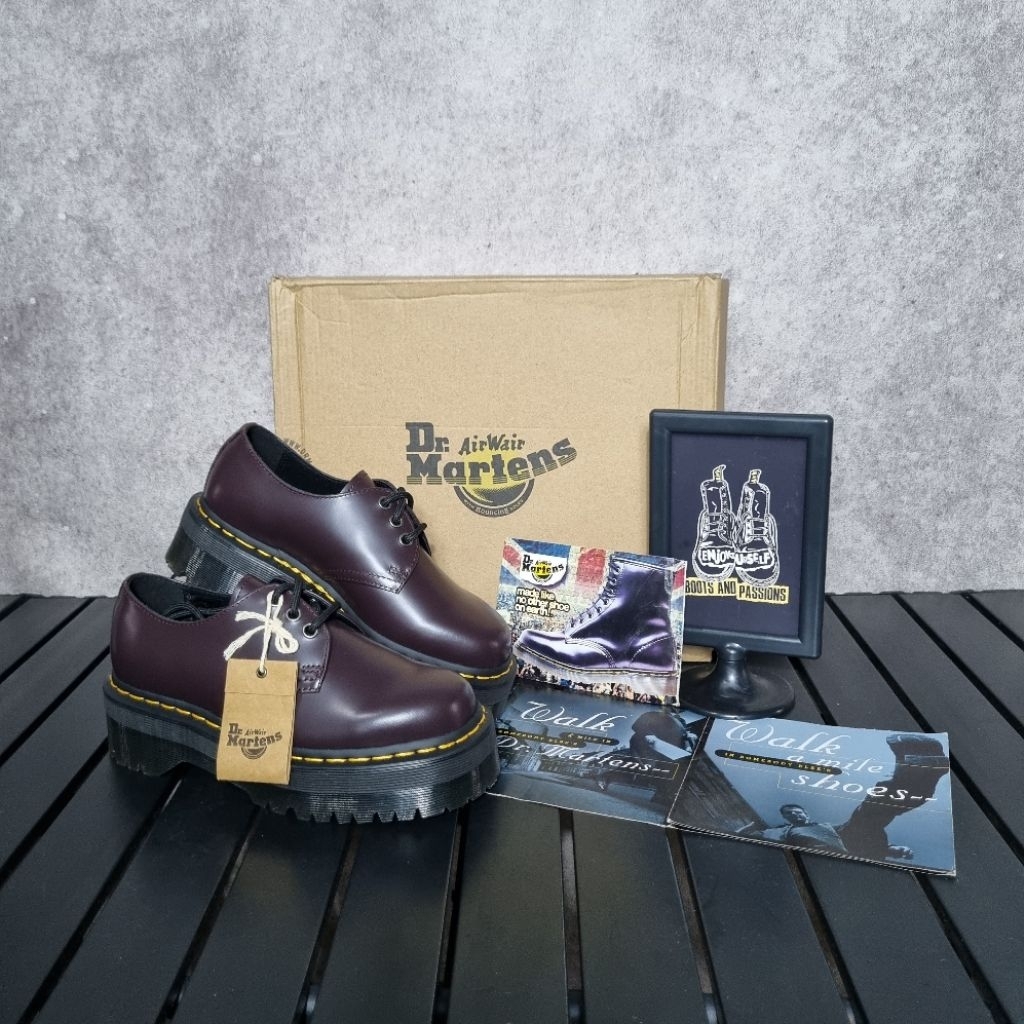 Dr Martens 1461 Quad Burgundy Smooth 4uk Made in Vietnam NEW BNIB Solovair Docmart