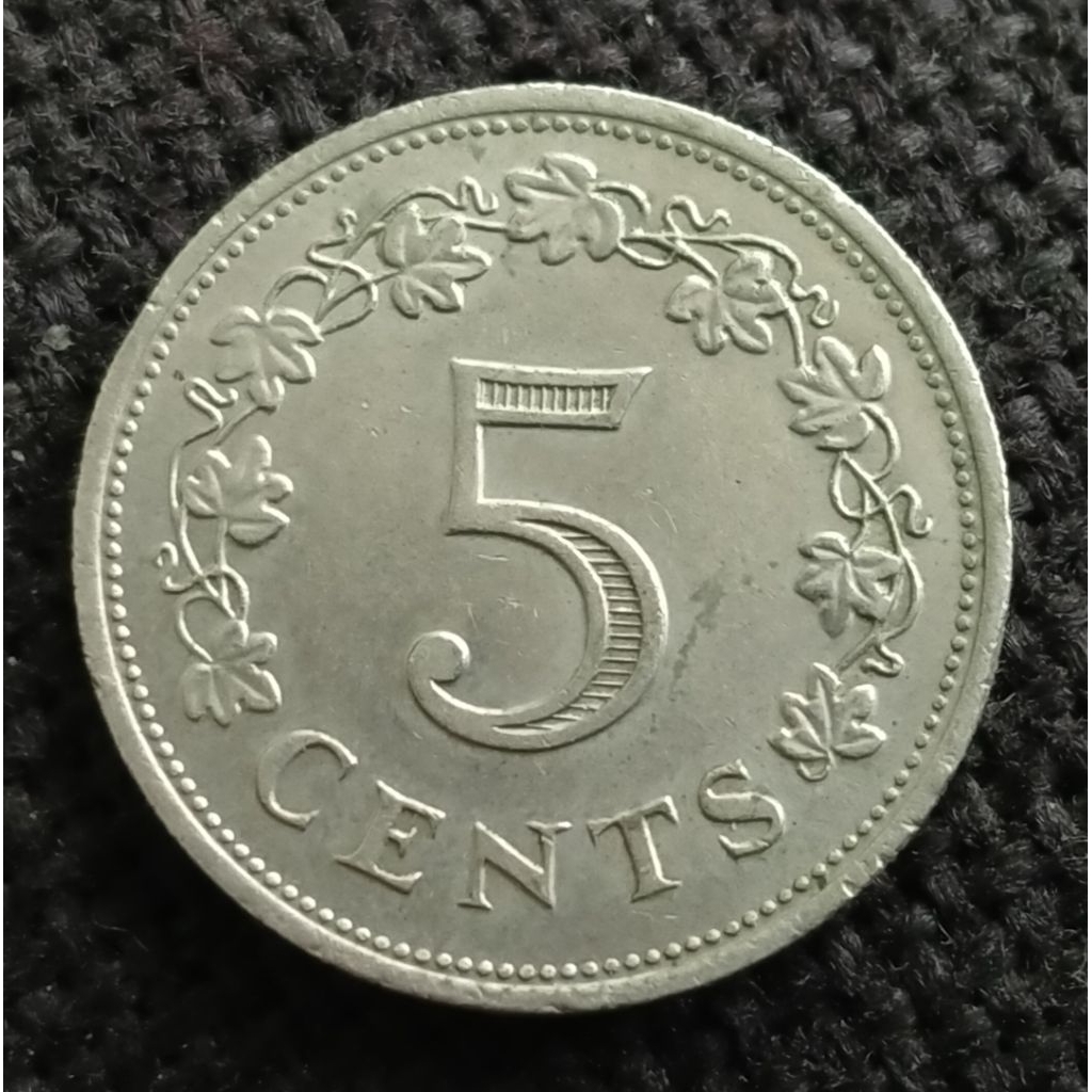 Koin Kuno Malta 5 cents tahun 1972