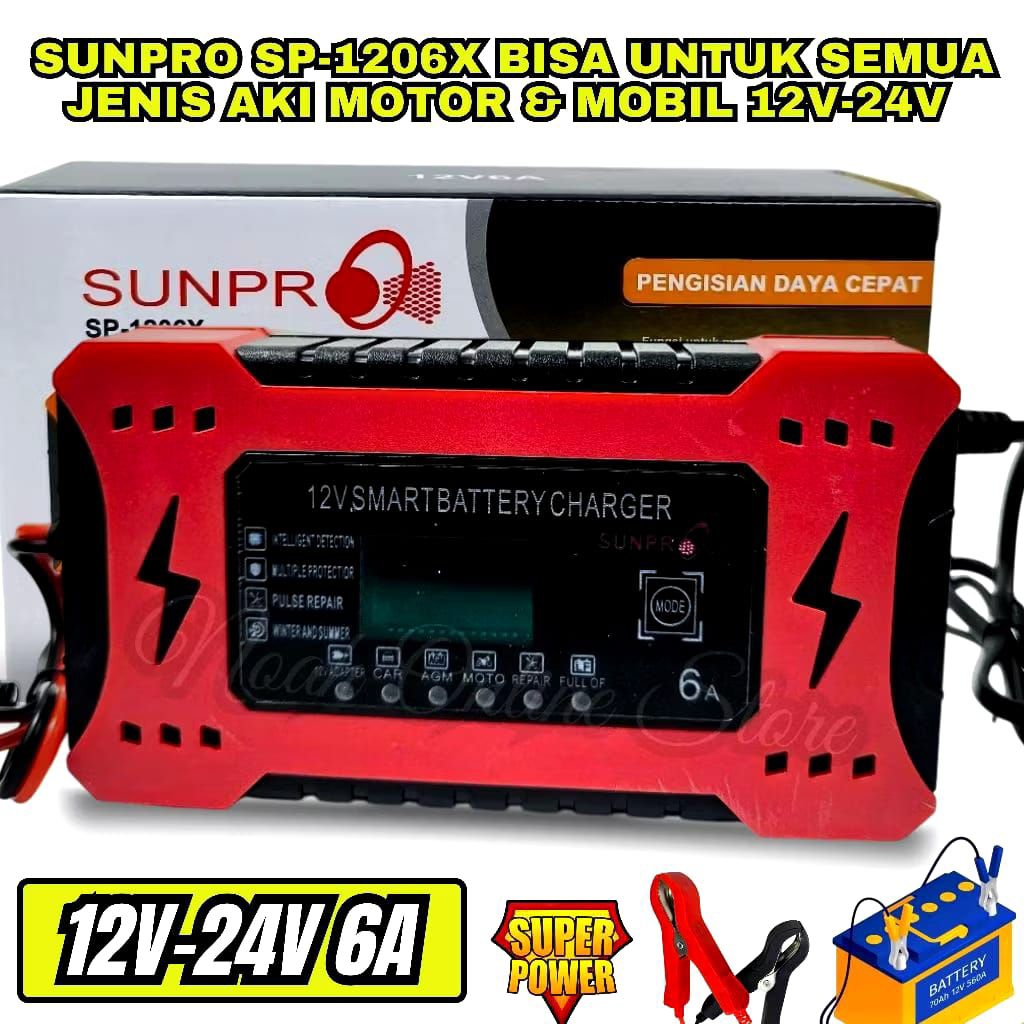 charger aki 6 Amper 12 volt otomatis motor dan mobil aki basah/kering