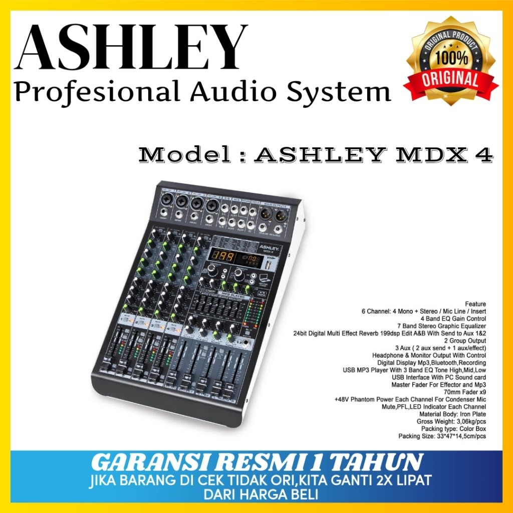 Mixer Ashley Mdx 4 Original Mixer Ashley 4 Channel Bluetooth
