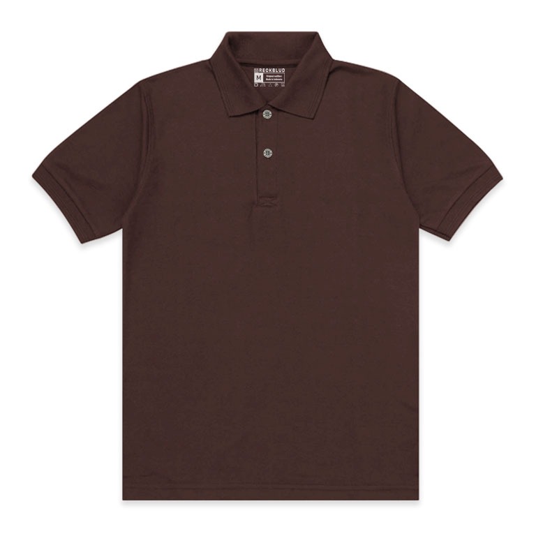 Reckblud - Polo Shirt Kerah Polos Simple T-Shirt Baju Kerah Santai Baju Kerja Original Coklat Tua
