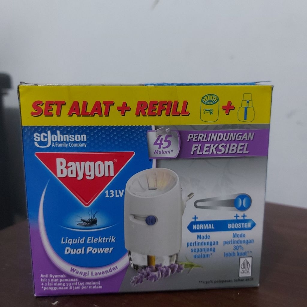 Obat Nyamuk Elektrik Baygon Liquid Elektrik Dual Power Lavender Set Alat + Refill