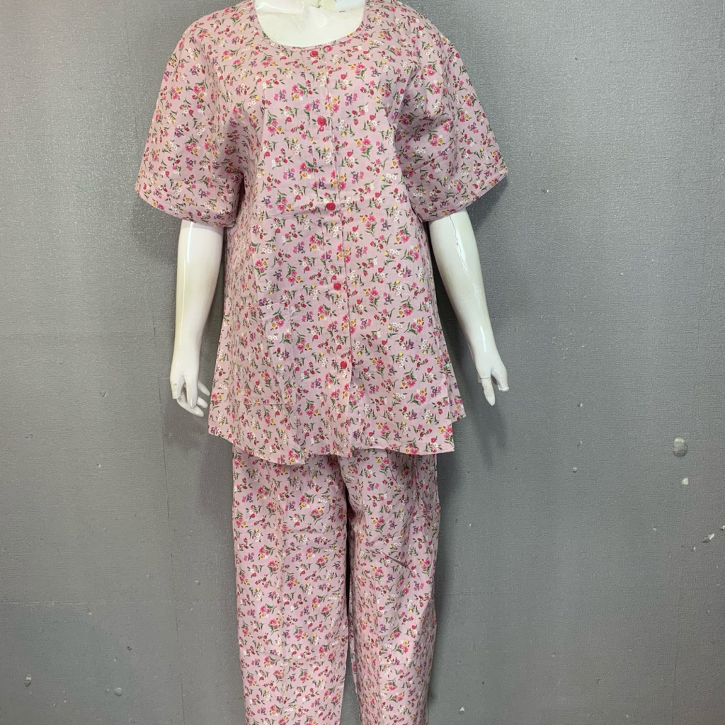 Jumbo Hoki & Sheila Lebel Orange Katun Lokal Model CP | Baju Tidur Piyama