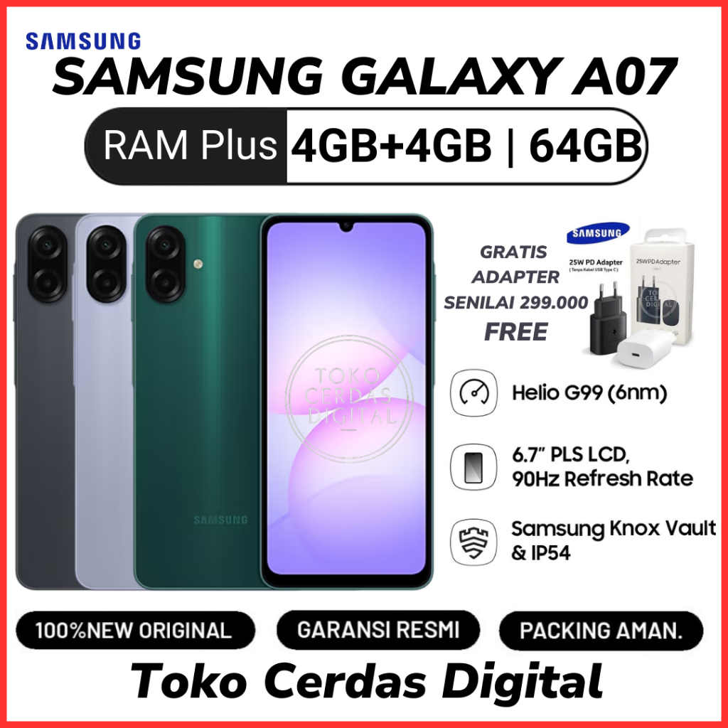 Samsung Galaxy A07 4/64GB Garansi Resmi 12 Bulan | A 07