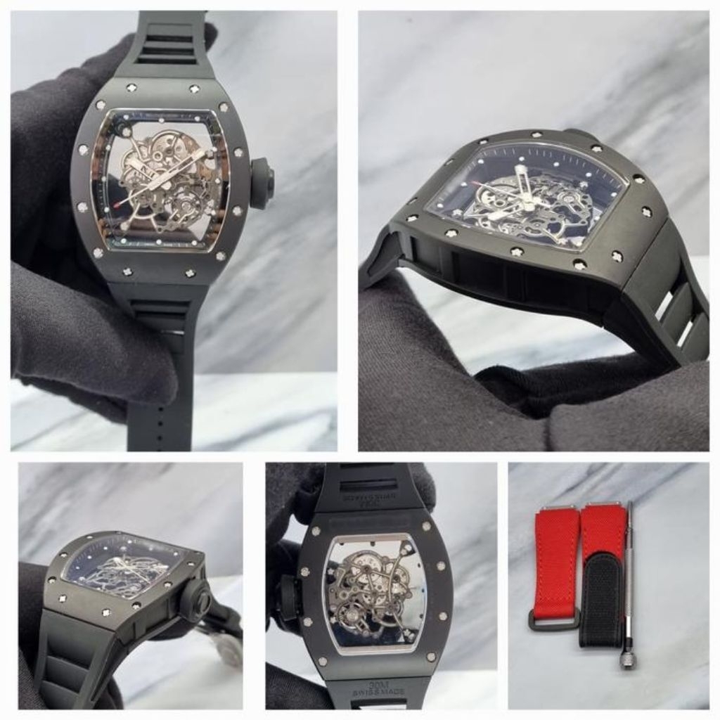 JAM TANGAN PRIA/RM 055 BUBBA WATSON BLACK TITANIUM CASE 44MM BLACK RUBBER STRAP