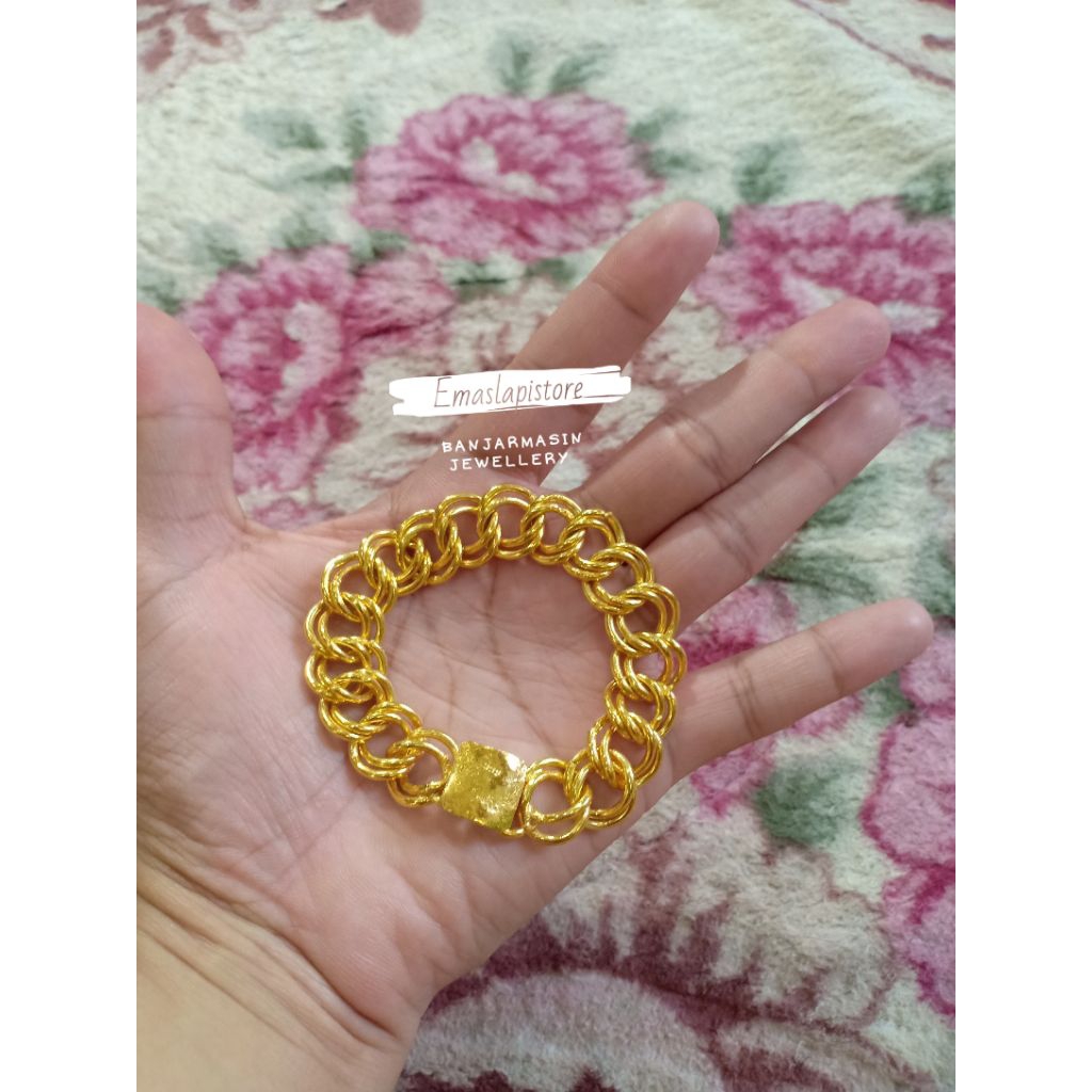 Gelang Medium Coco Anyam Polos Lapis Emas 999 Banjar