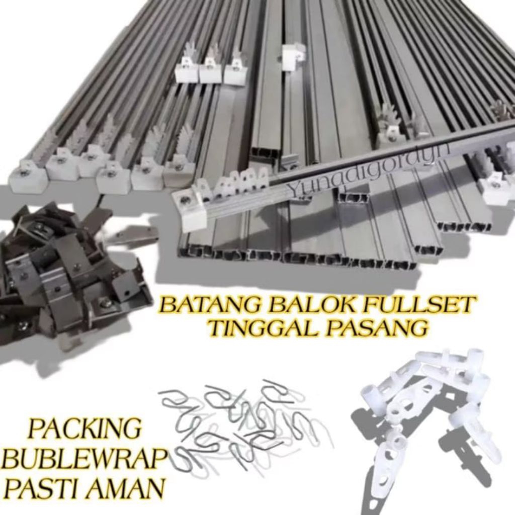 BESI GORDEN BATANG BALOK BATANG GORDEN KOTAK ALUMUNIUM FULL SET besi alumunium tirai gulung jendela 