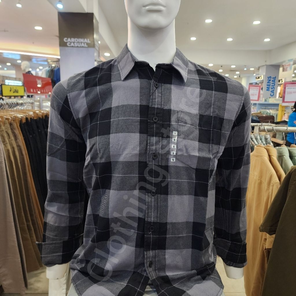 GABRIELLE ORIGINAL kemeja flanel pria lengan panjang abu 3221342901961 live M