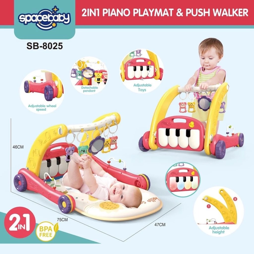 BABY PIANO PLAYMAT & PUSH WALKER SPACEBABY SB-8025