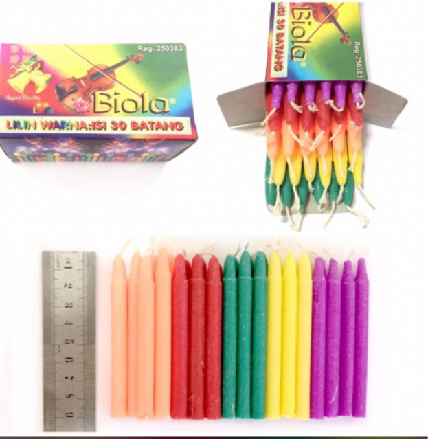 (30pcs) LILIN KECIL WARNA WARNI BIOLA / LILIN NATAL / LILIN KECIL ULTAH