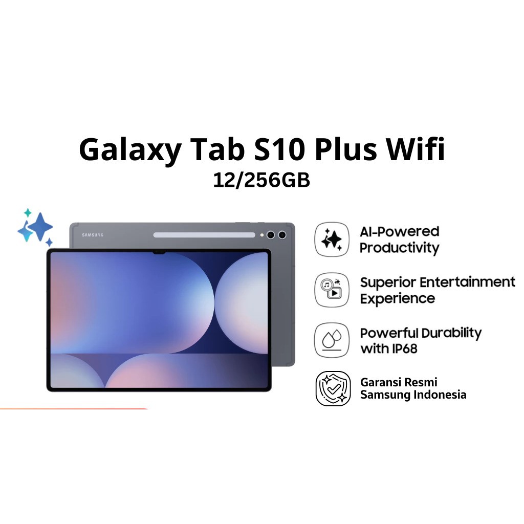 SAMSUNG TAB S10+ WIFI (12/256 GB) - GARANSI RESMI SAMSUNG