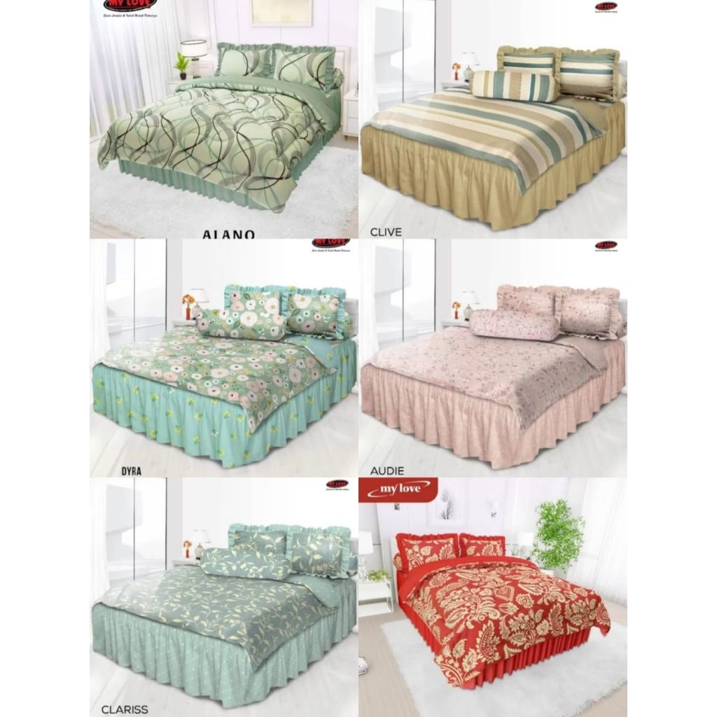 MY LOVE BEDCOVER SET RUMBAI MOTIF 180X200 TINGGI 30 / BEDCOVER MYLOVE RUMBAI TERLARIS