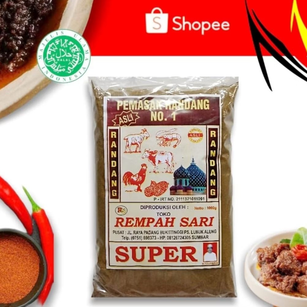 

Bumbu Pemasak Rendang Asli Rempah Sari LB Alung Pariaman 1kg