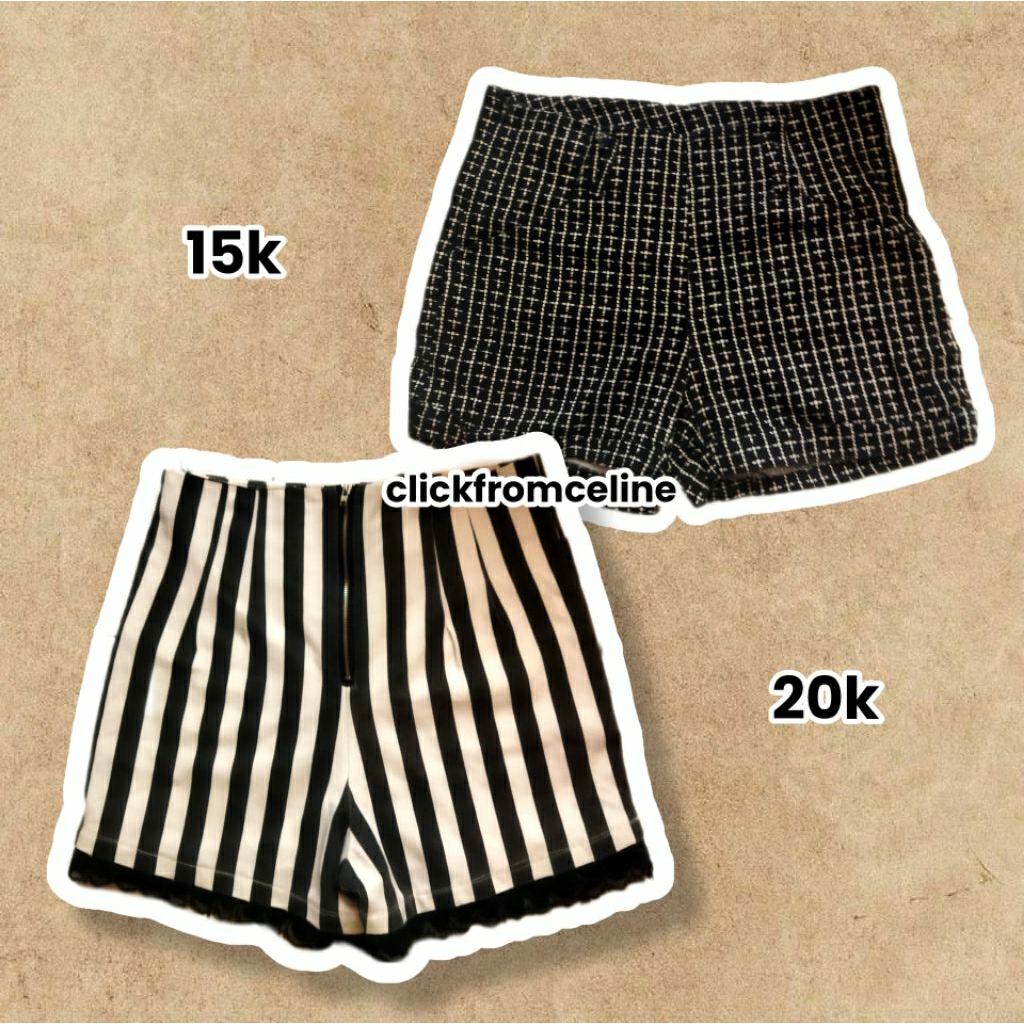 preloved hot pants hitam hot pants putih mid waist highwaist