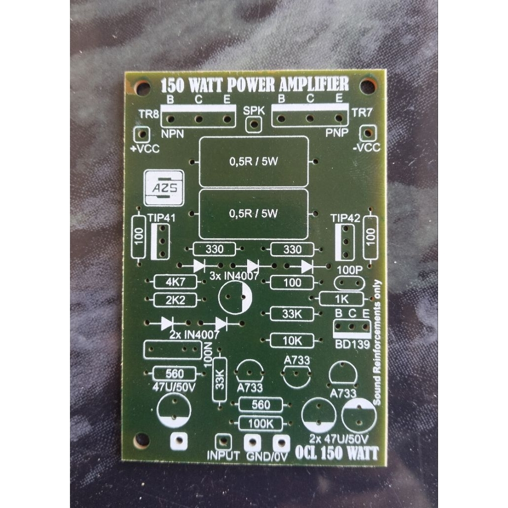 PCB Driver Power Amplifier OCL 150W Mono.
