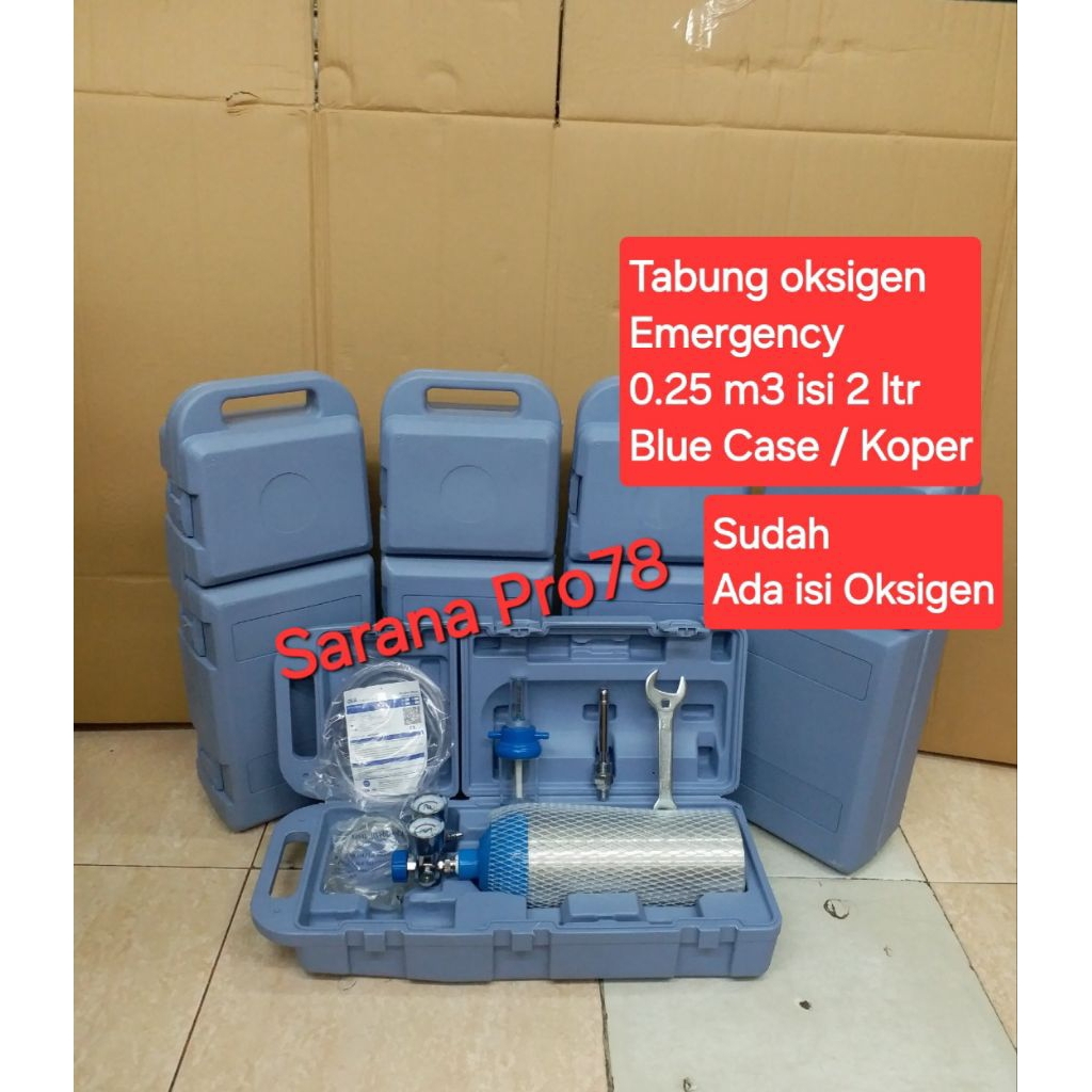 Tabung Oksigen Emergency 0.25 m3 Portable Tabung koper Blue Case