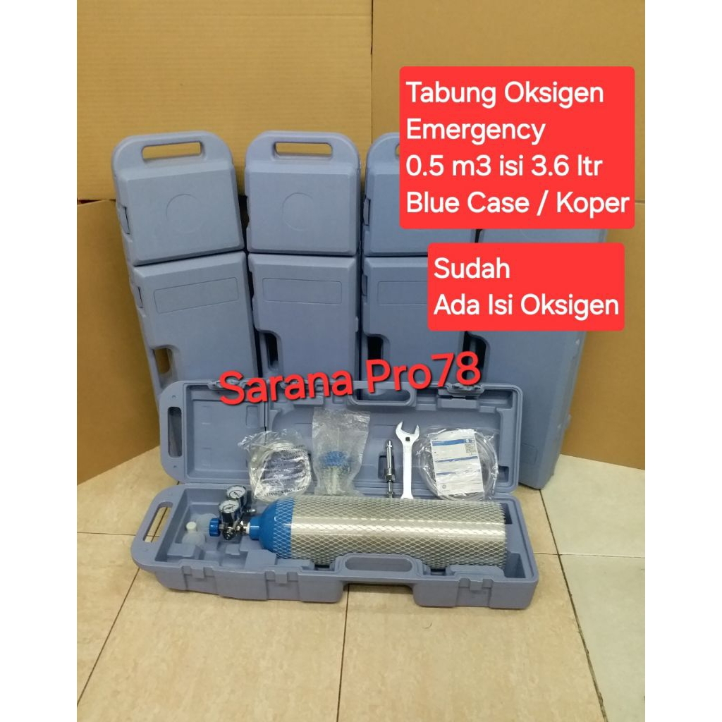 Tabung Oksigen Emergency 0.5 m3 Portable Tabung Koper Blue Case