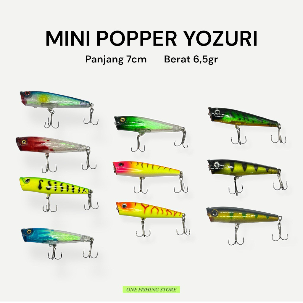 Umpan Pancing Mini Popper Yozuri – 70mm/6.5gr Lure Casting Topwater