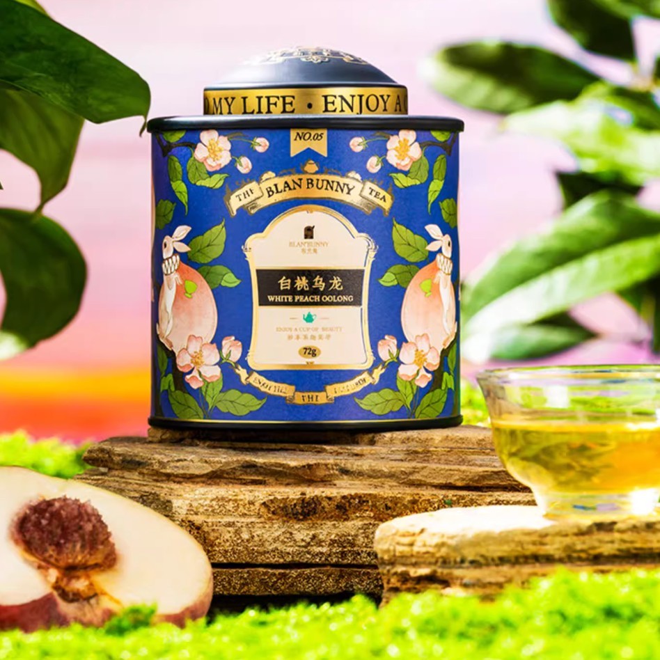 Teh blanbunny white peach oolong cold brew tea flower fruit tea peach oolong fruit tea oolong tea te