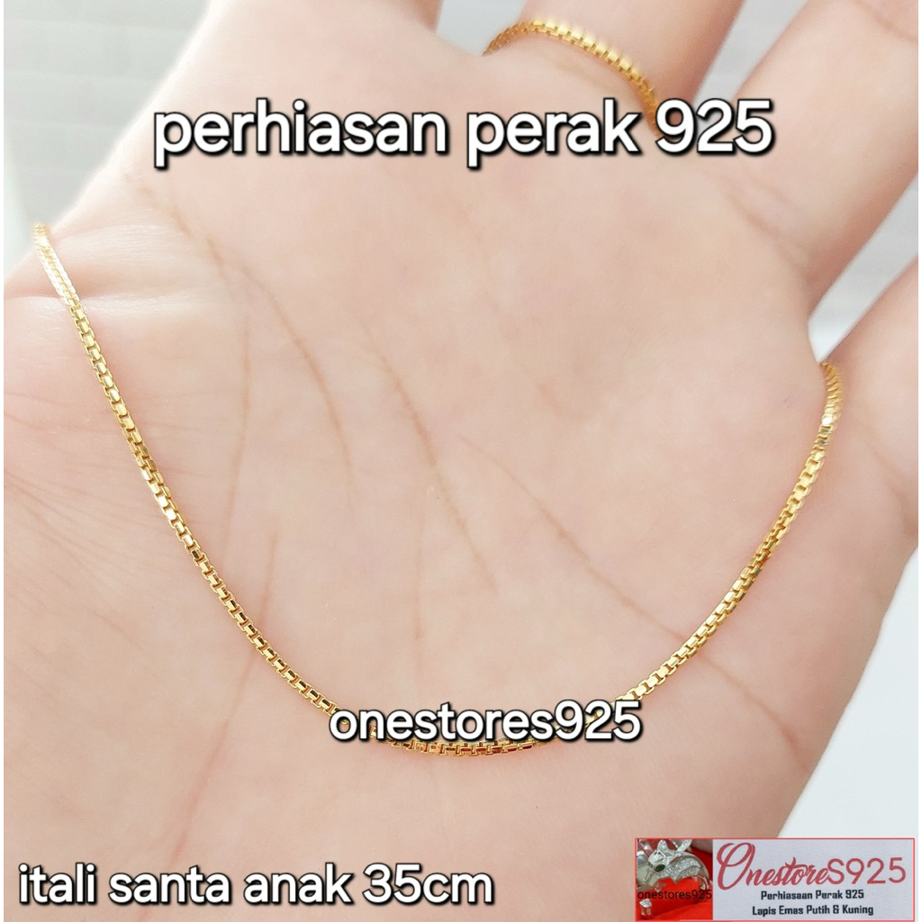 Kalung Anak Itali Santa Perak 925 Lapis Emas Kuning