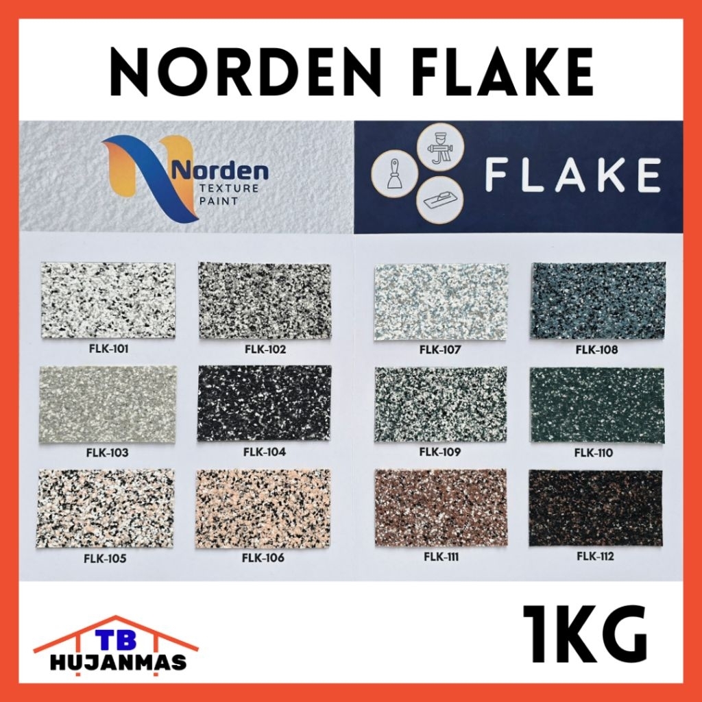 NORDEN Cat Tembok Teksture Tipe FLAKE (FLK) 1Kg Batu Alam Stone Wall Paint Type Terbaik Motif Natura
