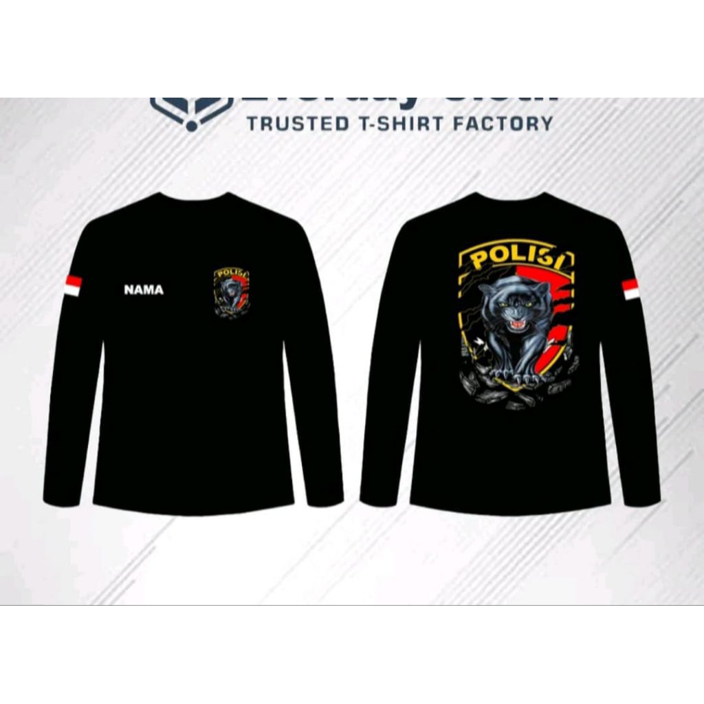 Kaos Lengan Panjang Polisi Desain Macan Kumbang Kaos T-shirt Distro Unisex