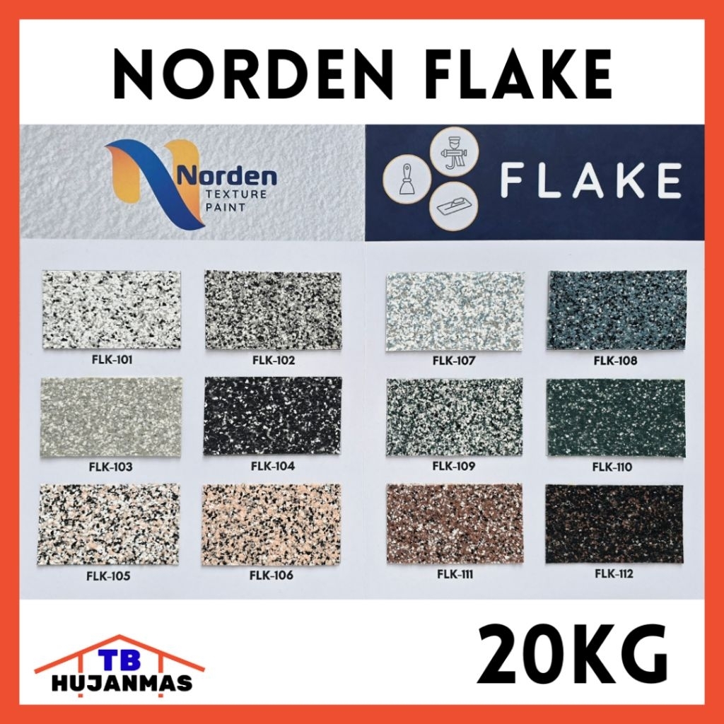 NORDEN Cat Tembok Teksture Tipe FLAKE (FLK) 20Kg Batu Alam Stone Wall Paint Type Terbaik Motif Natur