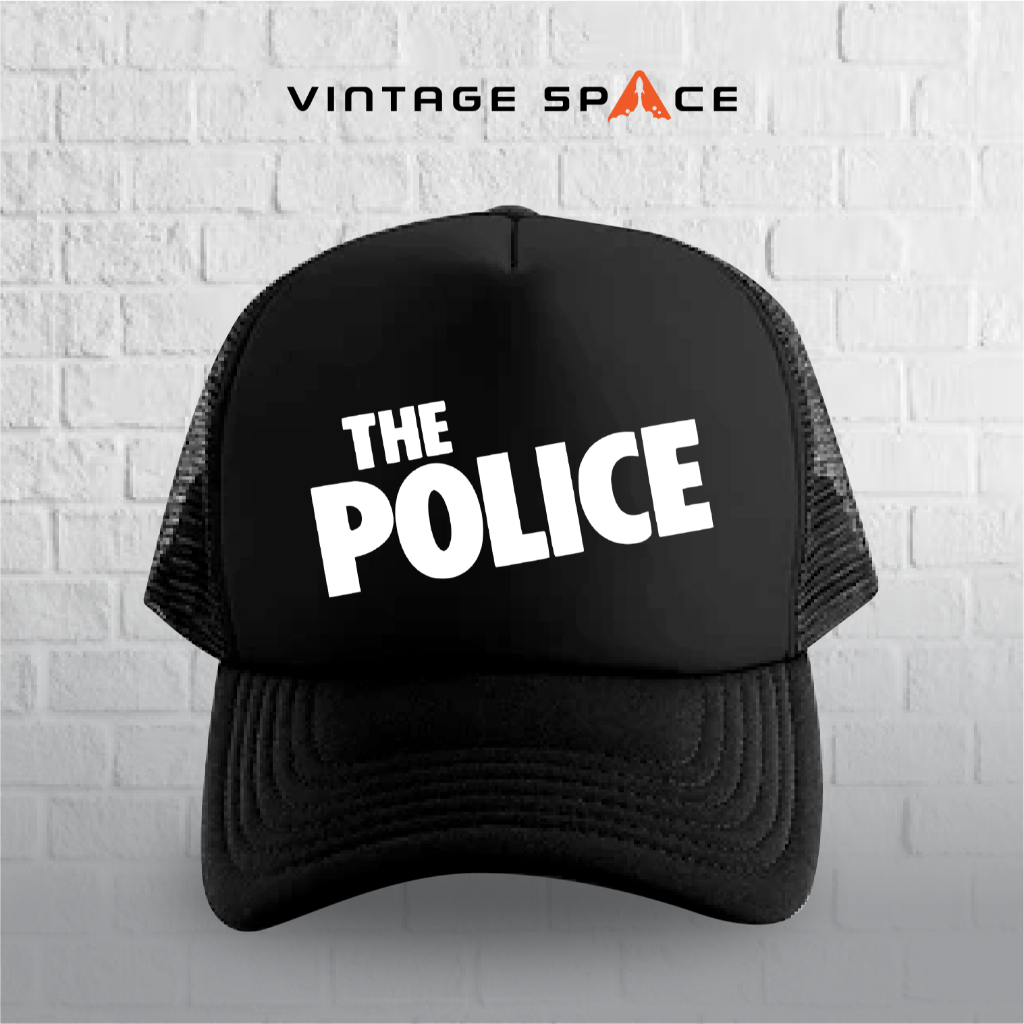 Topi band model jaring unisex gambar custom The Police